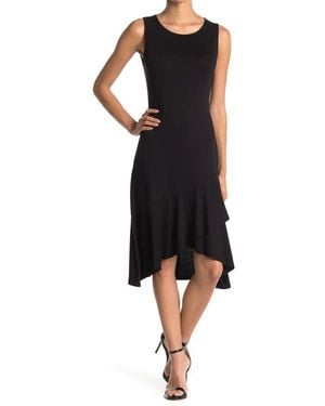 WEST K Sleeveless Asymmetrical Ruffle Hem Dress - Black