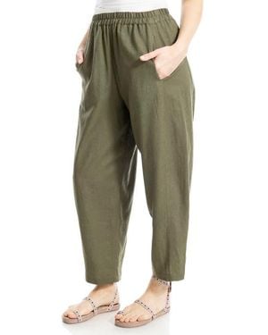 Max Studio Crop Linen Blend Barrel Leg Pants - Green