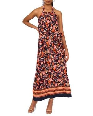 Halogen® Tie Waist Halter Maxi Dress - Red