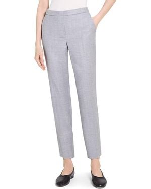 Theory Sleek Flannel Treeca Pull-On Pants - Gray
