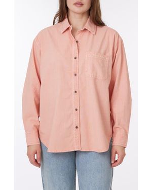 C&C California Alaina Sunwashed Relaxed Button-Up Shirt - Pink