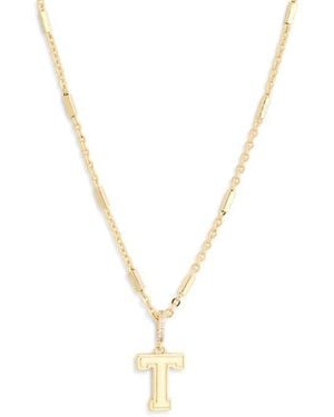Leith Varsity Font Cubic Zirconia Initial Pendant Necklace - Metallic