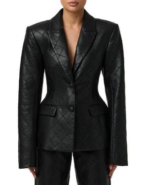Naked Wardrobe Stitched Faux Leather Blazer - Black