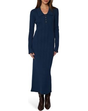 Lost + Wander Giustina Long Sleeve Midi Sweater Dress - Blue