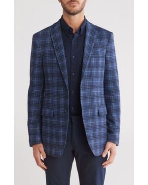 John Varvatos Plaid Wool Sport Coat - Blue