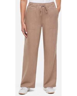 Three Dots Linen Wide Leg Pants - Natural