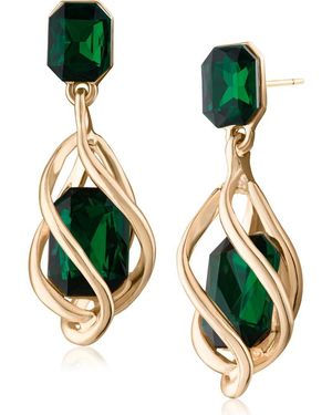 Jardin Crystal Caged Drop Earrings - Green