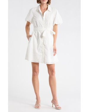 Sam Edelman Eyelet Puff Sleeve Shirtdress - White