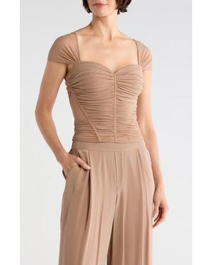 L'Agence Asuka Shirred Mesh Top - Multicolor