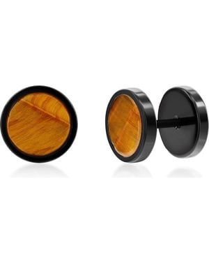 Metallo Semiprecious Stone Stud Earrings - Brown
