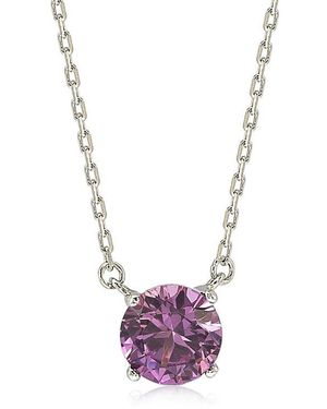 Suzy Levian Sterling Sapphire Solitaire Pendant Necklace - Purple