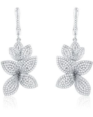 Suzy Levian Cubic Zirconia Flower Drop Earrings - White