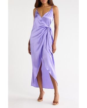 L'Agence Amilia Silk Wrap Maxi Dress - Purple