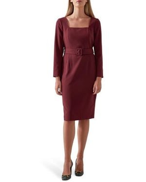 LK Bennett Carrington Long Sleeve Dress - Red