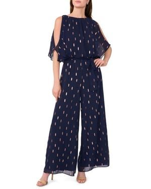 Halogen® Blouson Foil Wide Leg Jumpsuit - Blue