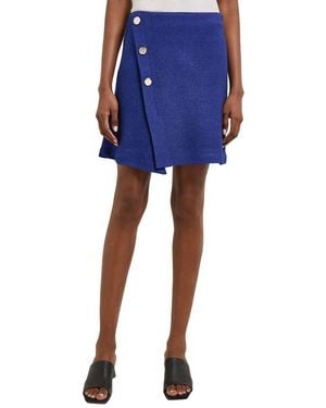 Misook Asymmetric Bouclé Miniskirt - Blue