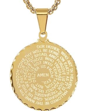 HMY Jewelry 18K Plated Lord's Prayer Pendant Necklace - Metallic
