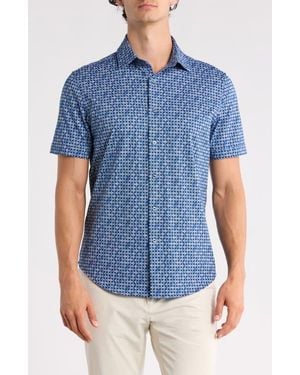 Bugatchi Short Sleeve Woven Shirt - Blue