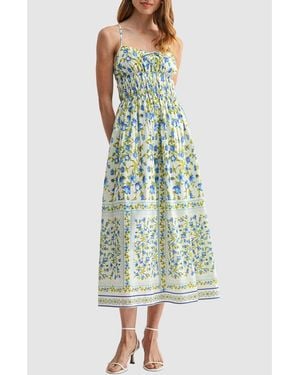 Lush Smocked Waist Midi Dress - Green