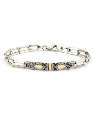 Samuel B. 18K & Sterling Bar Link Bracelet - White