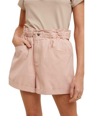 Wishlist Paperbag Waist Twill Shorts - Pink