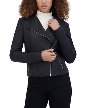 Andrew Marc Felix Leather Crop Moto Jacket - Black
