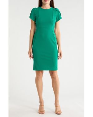 Calvin Klein Dress Malachite Crepe Tulip Sleeve Sheath Frog146 in Green
