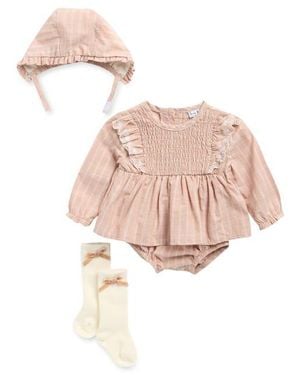 Nicole Miller Three-Piece Bodysuit Dress Set - Pink