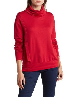 Go Couture Turtleneck Banded Sweater - Red