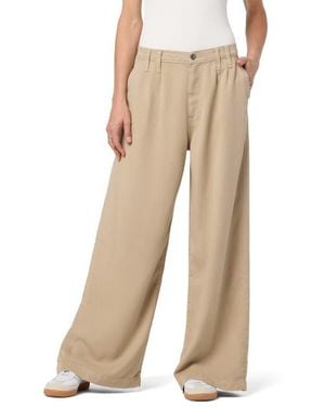 Hudson Jeans Jolene Pleated Mid Rise Pants - Natural