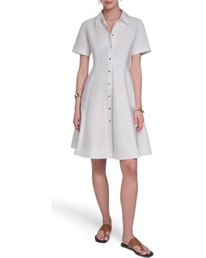 Halston Short Sleeve Stretch Cotton Shirtdress - White