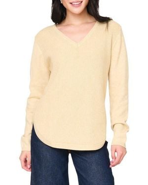 Gibsonlook V-Neck Long Sleeve Rib Sweater - Blue
