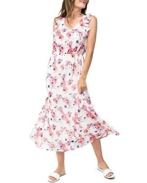 Gibsonlook Floral Ruffle Detail Sleeveless Dress - Pink