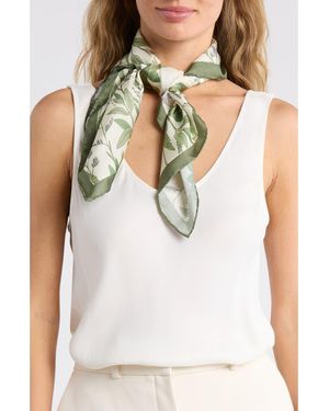 Ted Baker Floral Silk Twill Square Scarf - White