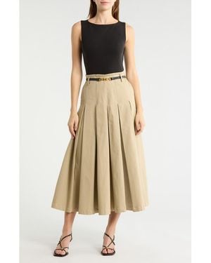 Avec Les Filles Mixed Media Pleated Dress - Metallic