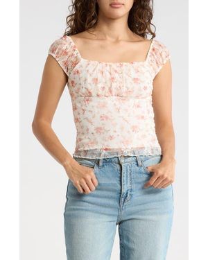 Madden Girl Emma Floral Ruffle Trim Top - Pink