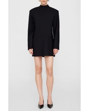 Anine Bing Adeline Wool Blend Mock Neck Minidress - Black