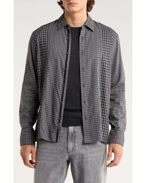 Rag & Bone Dalton Patchwork Cotton Blend Flannel Button-Up Shirt - Black