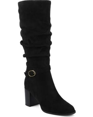 Journee Collection Fernanda Ruched Boot - Black