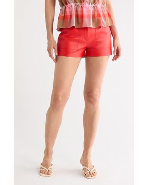 Longchamp Leather Shorts - Red