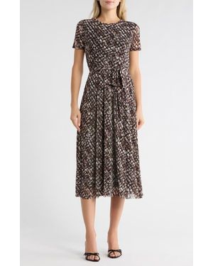 Sandra Darren Short Sleeve Midi Dress - Multicolor