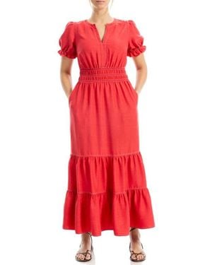chinese dress ladies Max Studio Women's Elbow Sleeve Tiered Maxi Dress, Cherry Pressed Lily at  Amazon Women's Clothing store