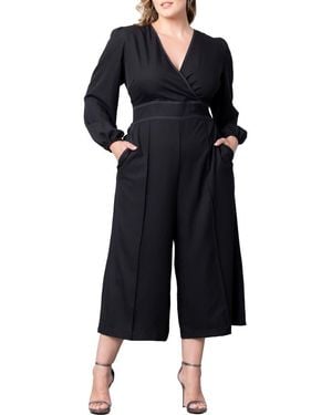 Kiyonna Tessa Long Sleeve Crop Jumpsuit - Black