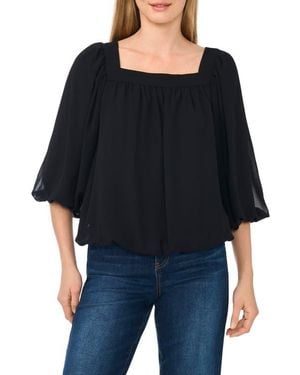 Cece Square Neck Bubble Top - Black
