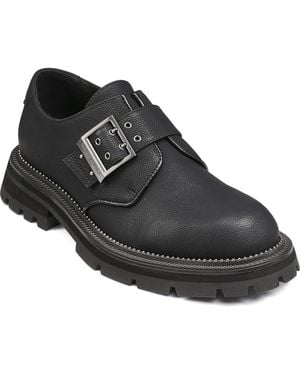 Karl Lagerfeld Pebble Leather Monk Strap Shoe - Black
