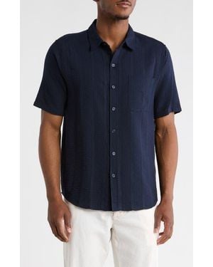 INDUSTRY REPUBLIC CLOTHING Short Sleeve Seersucker Shirt - Blue