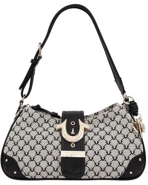 TRUE RELIGION Signature Horseshoe Large Zip Shoulder Bag - Gray