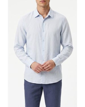Onia Long Sleeve Linen Blend Button-Up Shirt - Gray