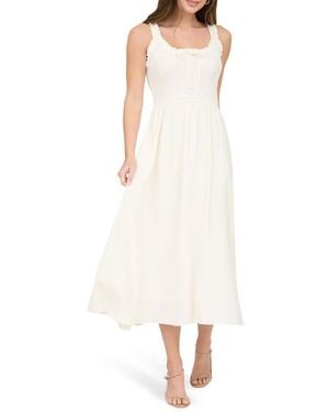 Blu Pepper Shirred Midi Dress - White