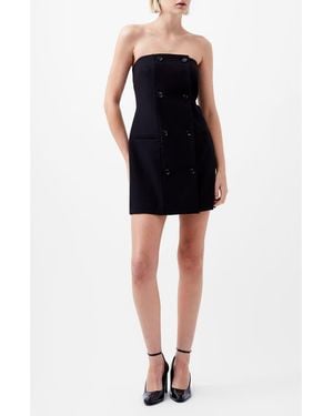 French Connection Azra Double Breasted Strapless Twill Minidress - Black